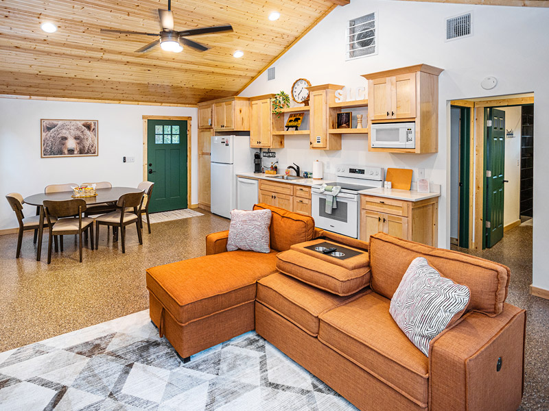 living room in cabin